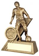 Bronze-Gold Male Football Mini Figure With Plate - 5.5in - New 2022
