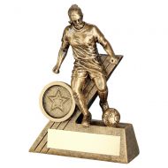 Bronze-Gold Female Football Mini Figure With Plate - 4.75in - New 2022