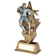 Bronze-Pewter-Gold Male Football Figure On Star Backdrop With Plate - 10