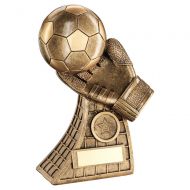 Bronze Gold Football and Goalkeeper Glove On Net Base Trophy Award 7.25in : New 2020