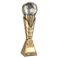 Bronze Pewter Gold Football On Leaf Burst Column Trophy Most Improved - New 2019