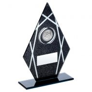 Black Silver Printed Glass Diamond With Football Insert Trophy 8in - New 2019