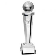 Clear Glass Column with Lasered Football Image Trophy Award 8in : New 2020