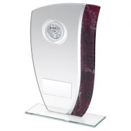 Jade Glass with Claret Silver Marble Detail and Football Insert Trophy Award 7.25in : New 2020