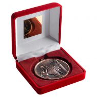 Red Velvet Box And 60mm Medal Netball Trophy Bronze 4in - New 2019