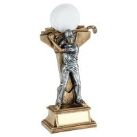 Bronze Pewter Male Golf Figure with Ball On Backdrop Trophy Award 9.5in : New 2020