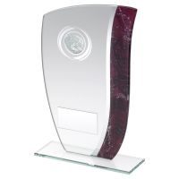 Jade Glass with Claret Silver Marble Detail and Golf Insert Trophy Award 6.5in : New 2020