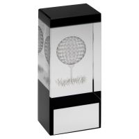 Clear Black Glass Block with Lasered Golf Image Trophy Award 4.75in : New 2020