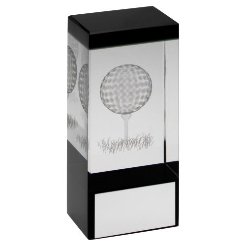 Clear Black Glass Block with Lasered Golf Image Trophy Award 5.5in : New 2020