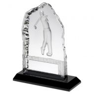Clear Glass Frosted Golf Iceberg On Black Base Trophy Award 5in : New 2020