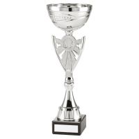 Silver Ray Shield Trophy Cup With Plate - 12in - New 2022