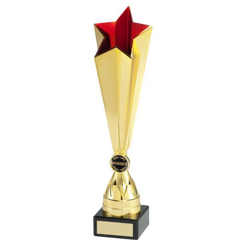Gold Red Plastic Tall Star Trophy Award 13.5in : New 2020