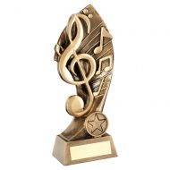 Bronze Gold Music With Twisted Backdrop Trophy 7.25in - New 2019
