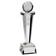 Clear Glass Column with Lasered Darts Image Trophy Award 9in : New 2020