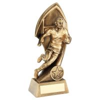 Bronze Gold Male Rugby with Twisted Backdrop Trophy Award 8.75in : New 2020