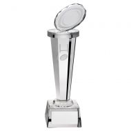 Clear Glass Column with Lasered Rugby Image Trophy Award 8in : New 2020