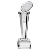 Clear Glass Column with Lasered Rugby Image Trophy Award 10.5in : New 2020