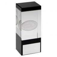 Clear Black Glass Block with Lasered Rugby Image Trophy Award 5.5in : New 2020