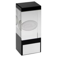 Clear Black Glass Block with Lasered Rugby Image Trophy Award 4.75in : New 2020
