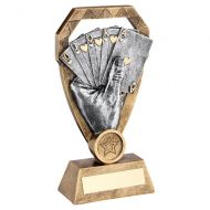Bronze Pewter Gold Cards In Hand On Diamond Trophy Award 7in : New 2020