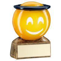 Bronze Yellow Blue Halo Emoji Figure Trophy 2.75in - New 2019