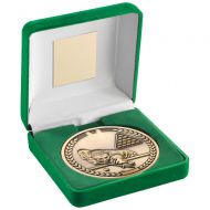 Green Velvet Box And 70mm Medallion Pool|Snooker Trophy - Antique Gold - 4in