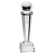 Clear Glass Column with Lasered Cricket Image Trophy Award 9in : New 2020