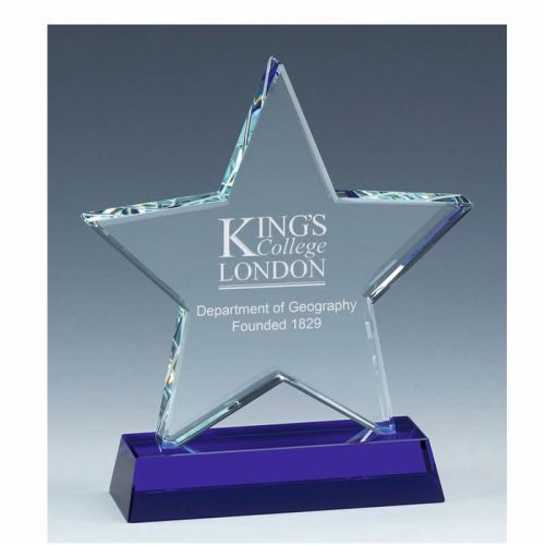 Sapphire Star Glass Award 6 Inch (15cm) - 18mm Thickness : New 2020